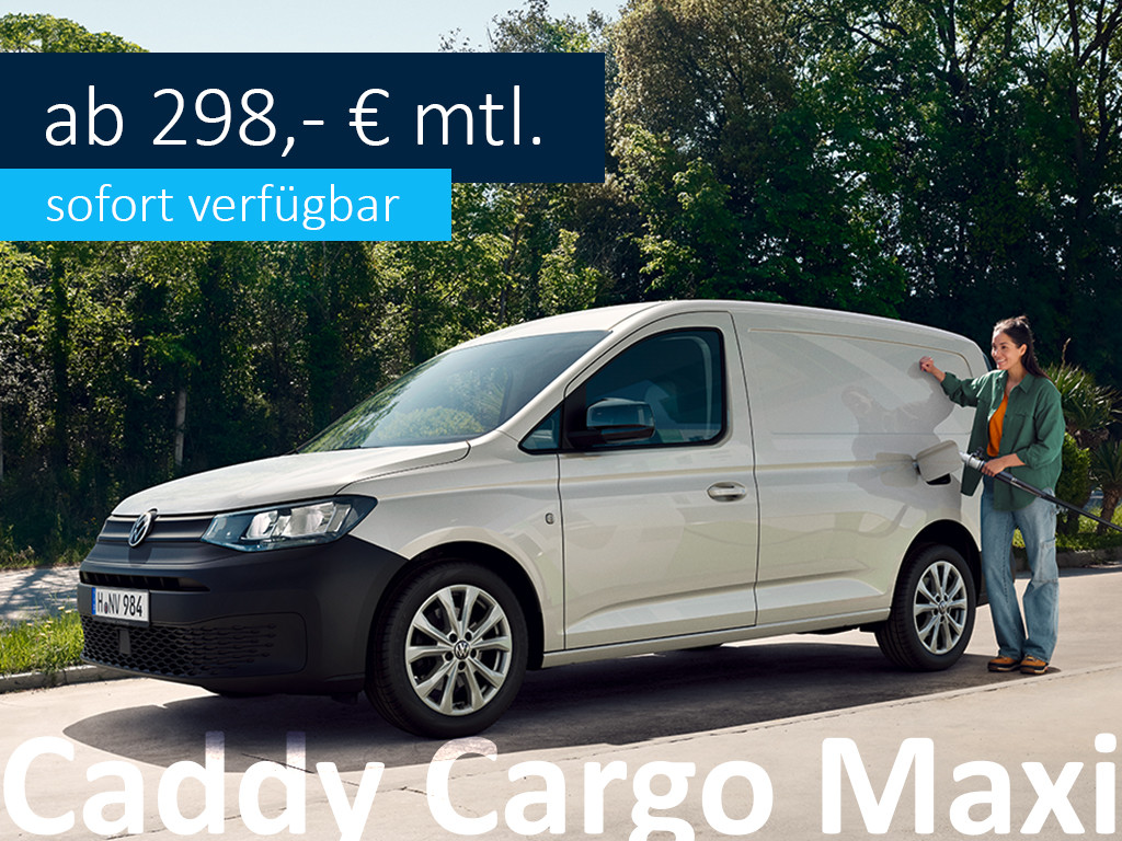 VW Caddy Cargo in Weiß. AB 298, - € mtl. Sofort verfügbar!