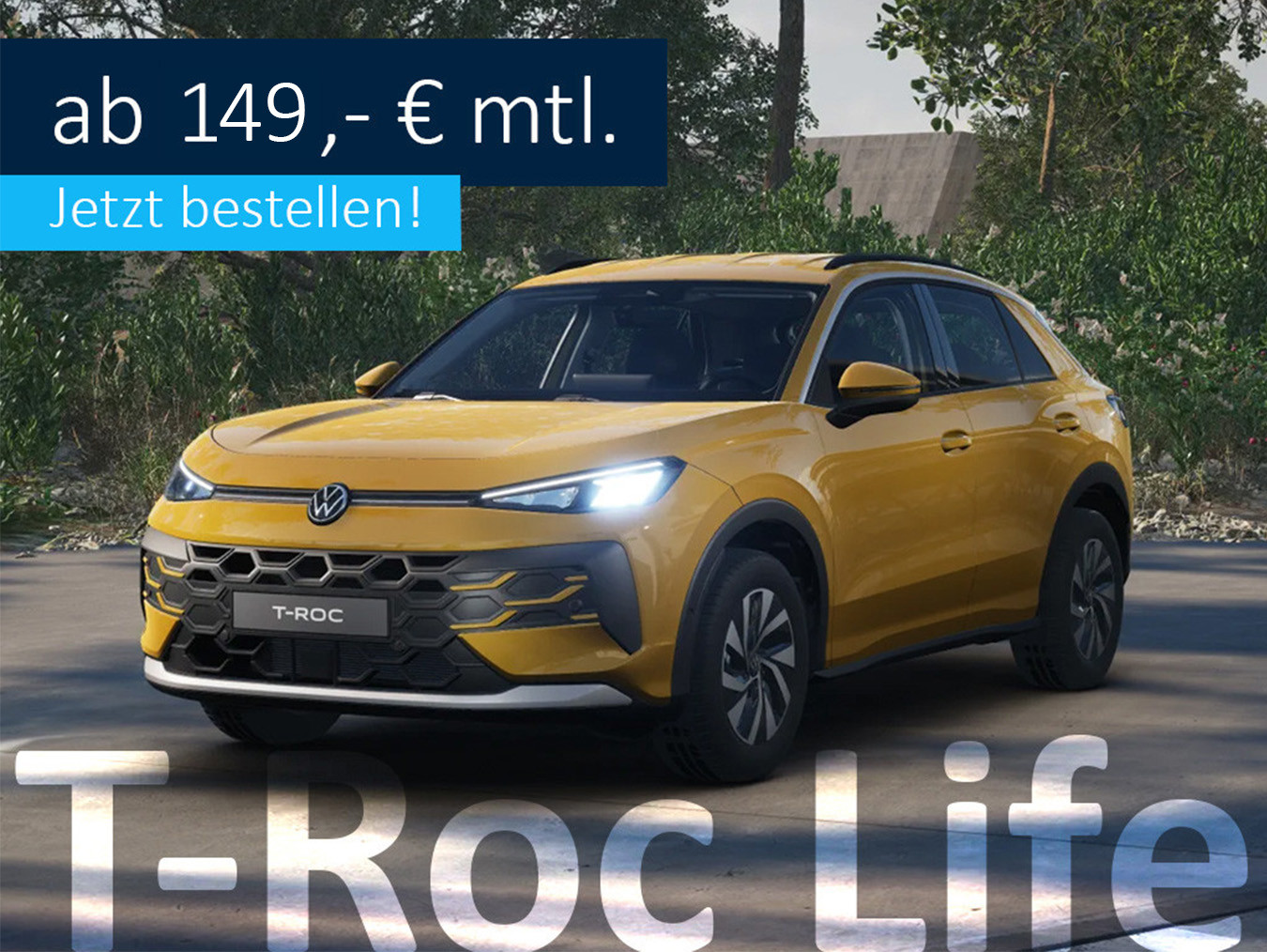 VW T-Roc Trend in Gelb. Ab 149,- € mtl. Jetzt bestellen VW T-Roc Trend in Gelb. Ab 149,- € mtl. Jetzt bestellen