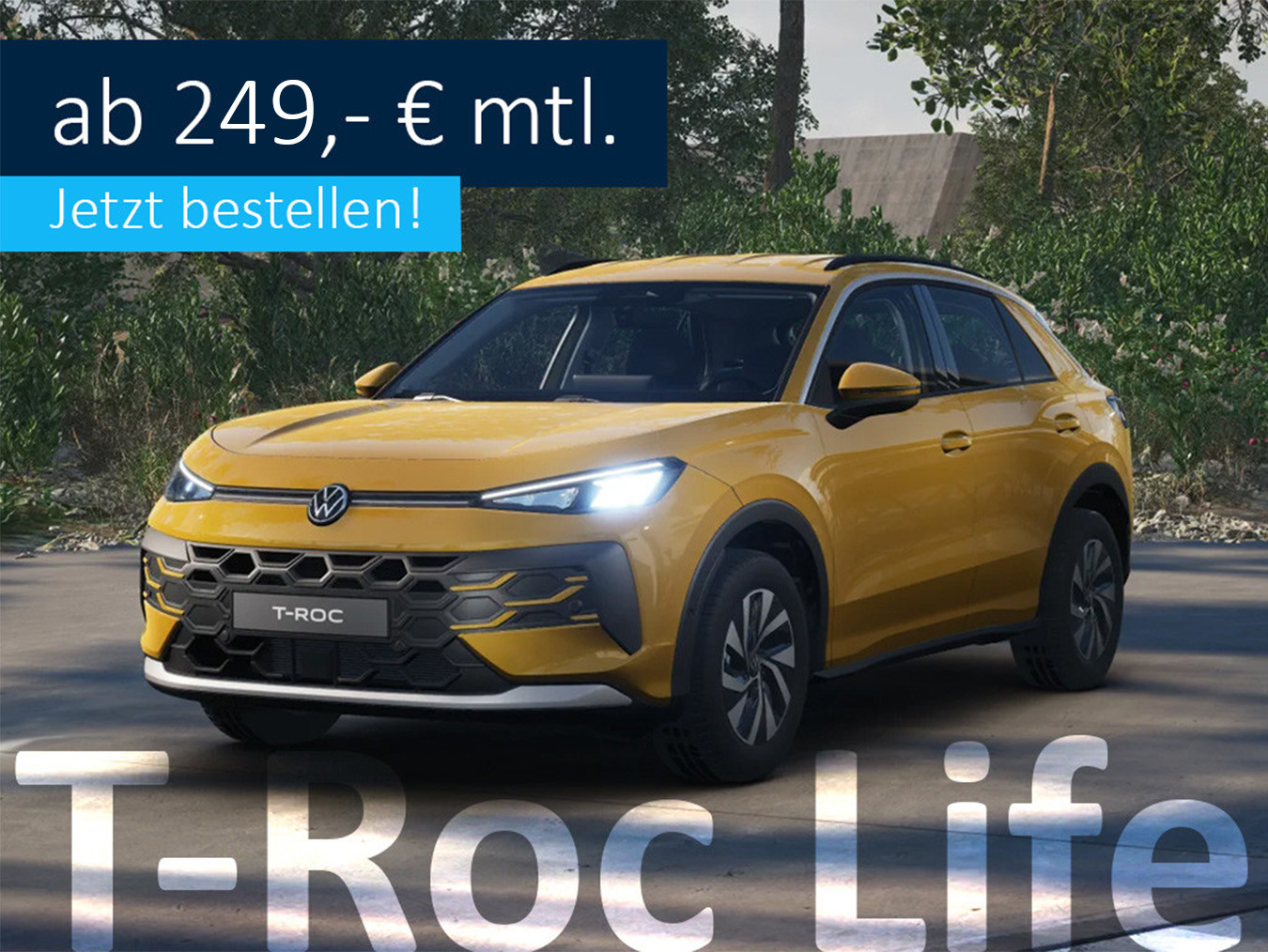 VW T-Roc Trend in Gelb. Ab 269,- € mtl. Jetzt bestellen.