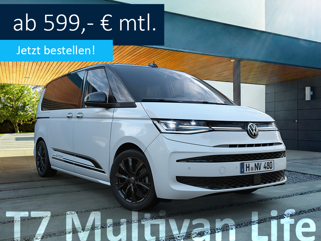 VW T7 Multivan wei&szlig;, ab 599,- &euro; monatlich leasen. 